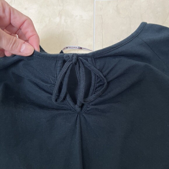 Tommy Hilfiger Blouse Top Shirt Blue Sz Extra Large XL Keyhole Neck With Tiew - Picture 5 of 8